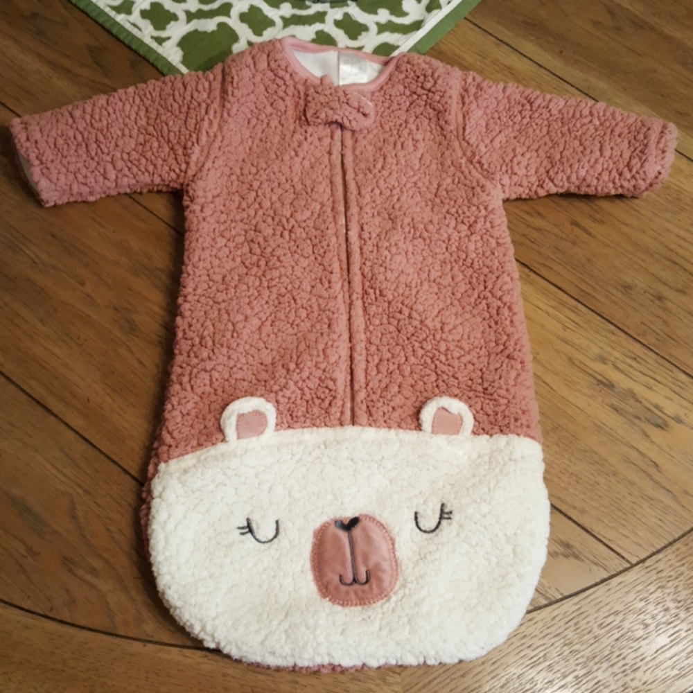 Girls Chick pea pink baby bunting.
